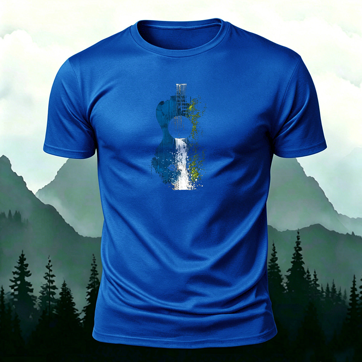 Special Waterfall Print Natural Style Casual T-shirt