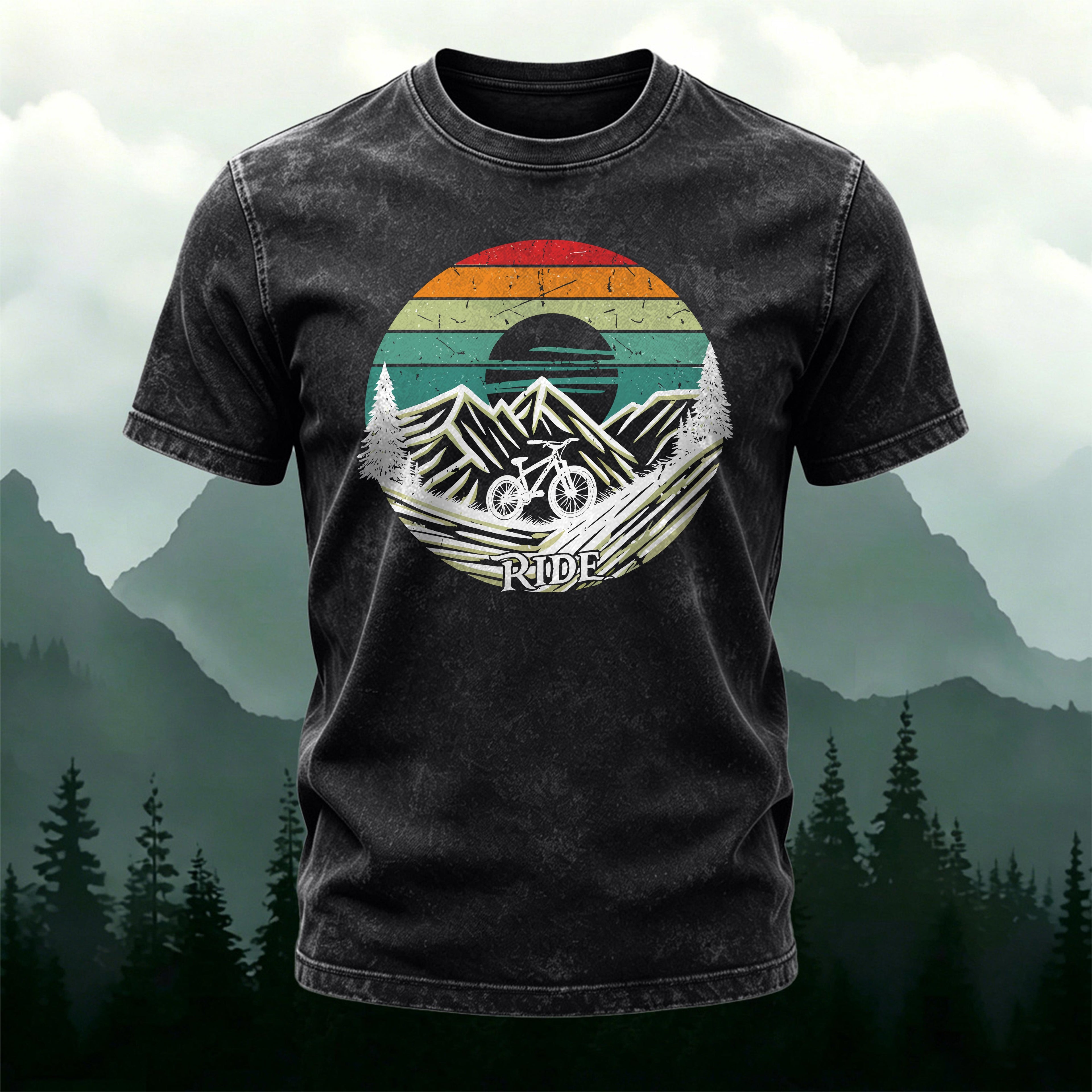 Retro Natural Cycling Outdoor Washed Cotton T-Shirt