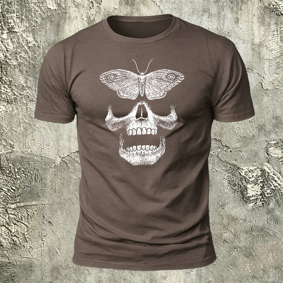 Vintage Butterfly Skull Print Casual Cotton T-Shirt