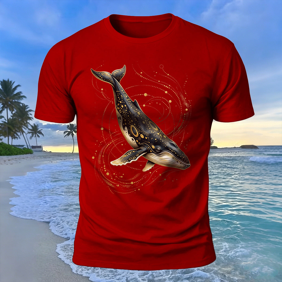 Creative Whale Art Print 100% Cotton Soft-Touch T-Shirt