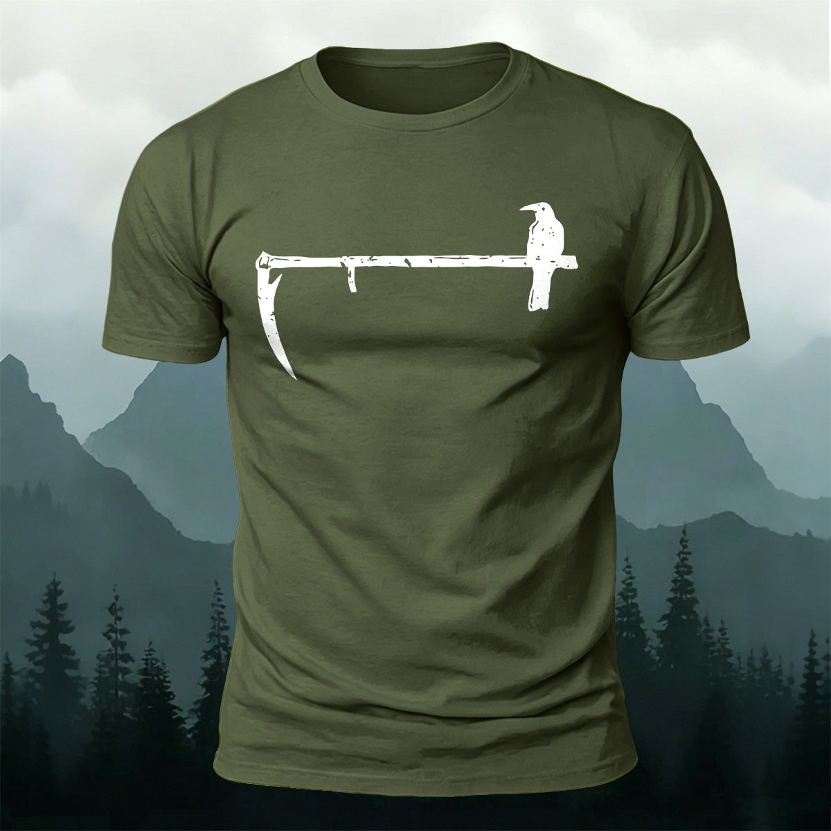 Lonely Bird Standing Scythe Casual Cotton T-Shirt