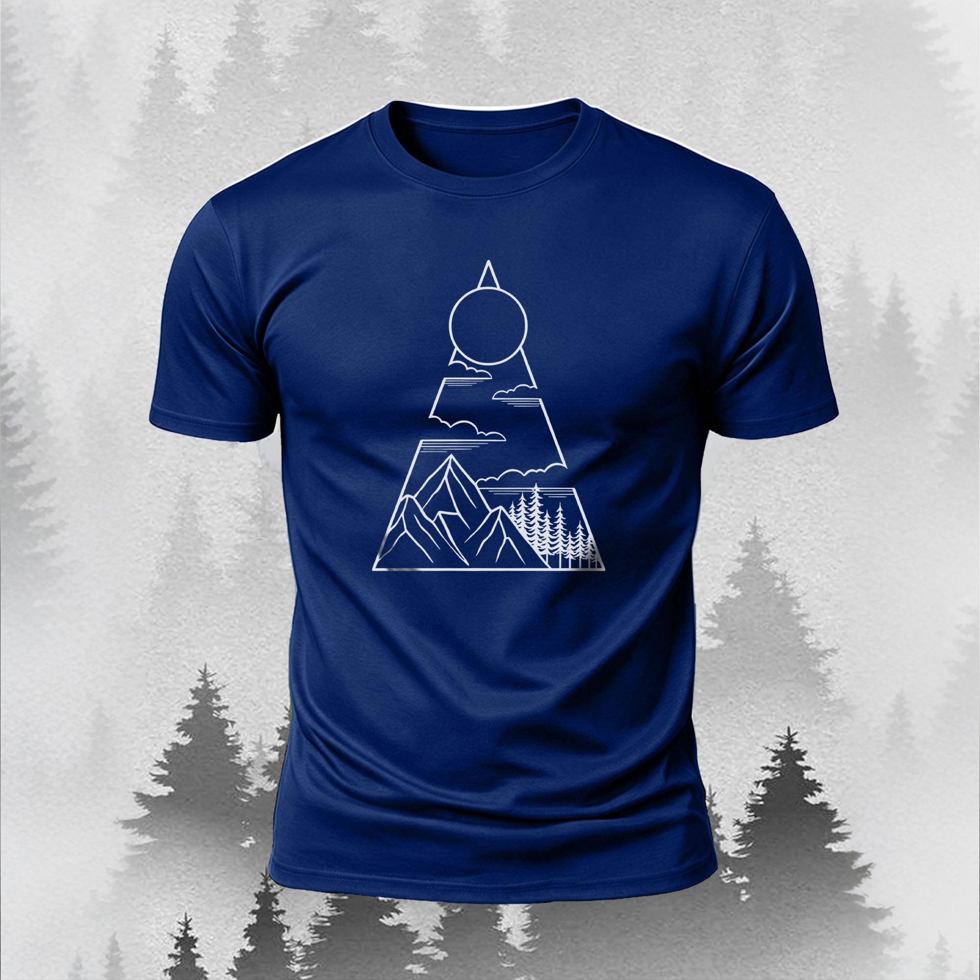 Mountain Series Geometric Pattern Comfortable Cotton T-Shirt