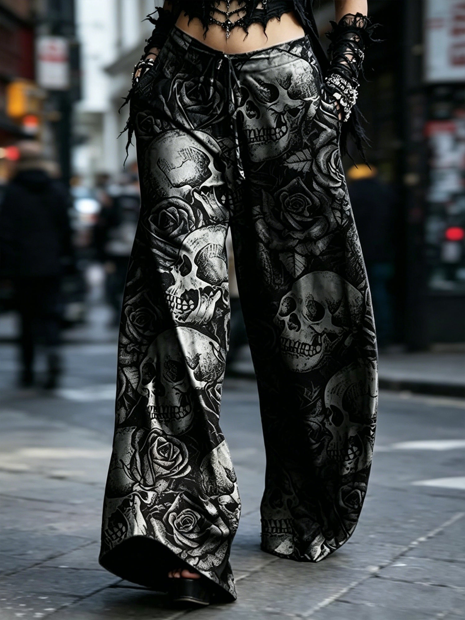 Dark Rock-style Straight-leg High-waist Work Pants