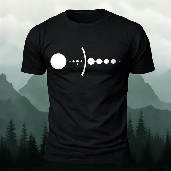 Solar System Silhouette Print  Casual  Cotton T-Shirt Black