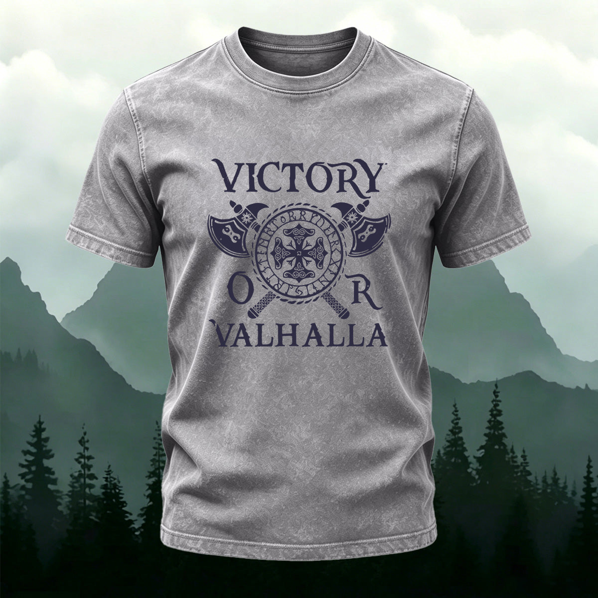 Personality Fashion Street Trend Washed Cotton T-Shirt Light Grey