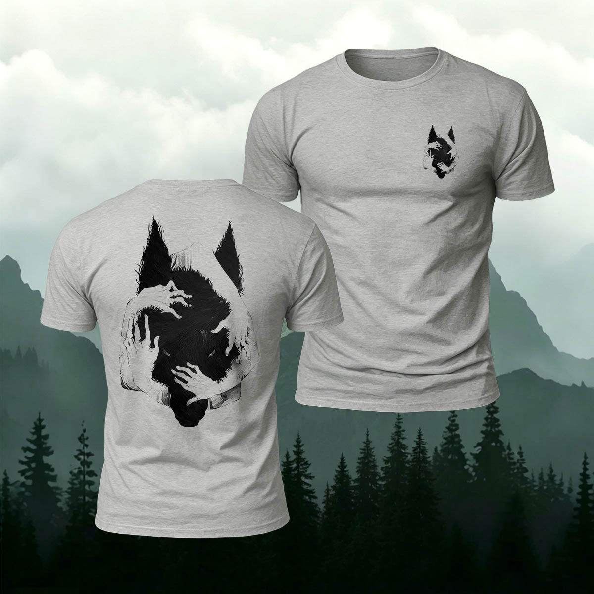 Confinement Wolf-Head Print Casual Cotton T-Shirt
