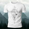 Line Gradient Mountain Print Premium Cotton T-Shirt White