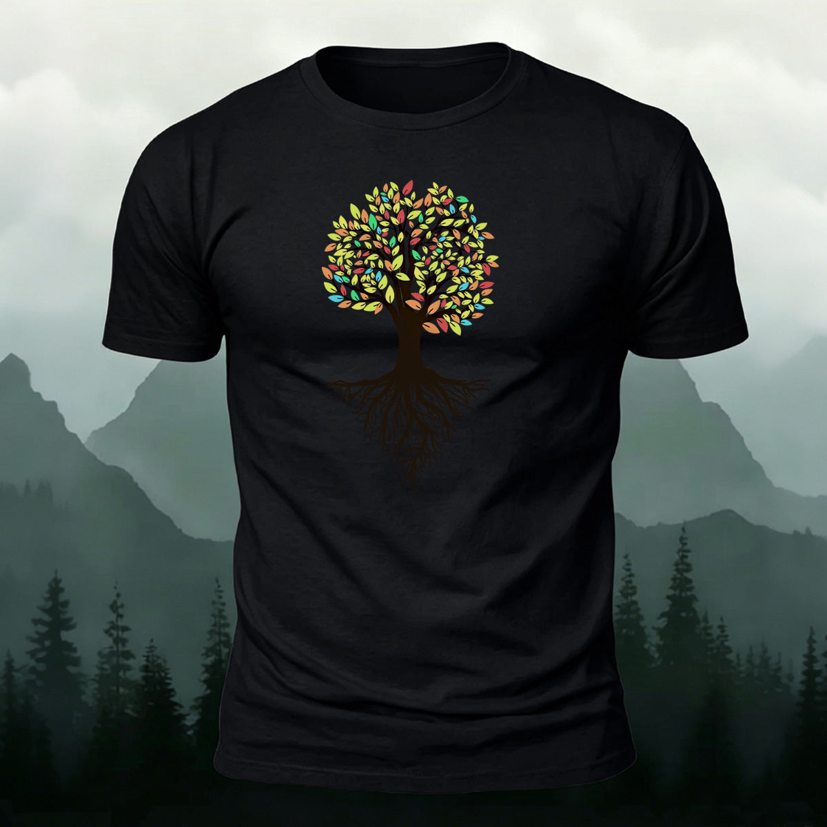 Minimalist Dense Trees Pattern Breathable Material T-Shirt