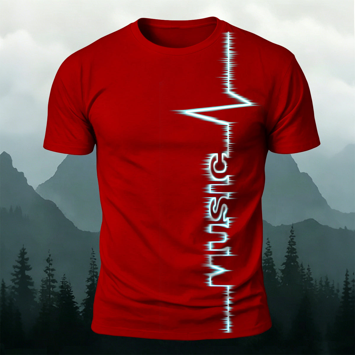 Trendy Electronic Music Print Casual T-Shirt Red