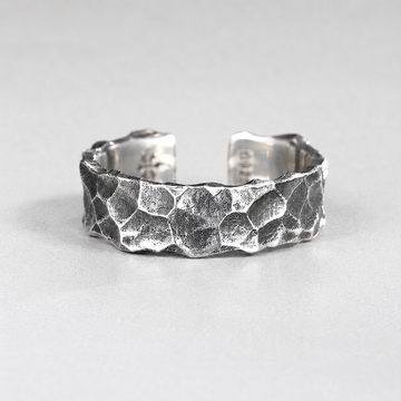 Retro Distinctive Hammered Adjustable Open Ring
