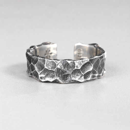 Retro Distinctive Hammered Adjustable Open Ring
