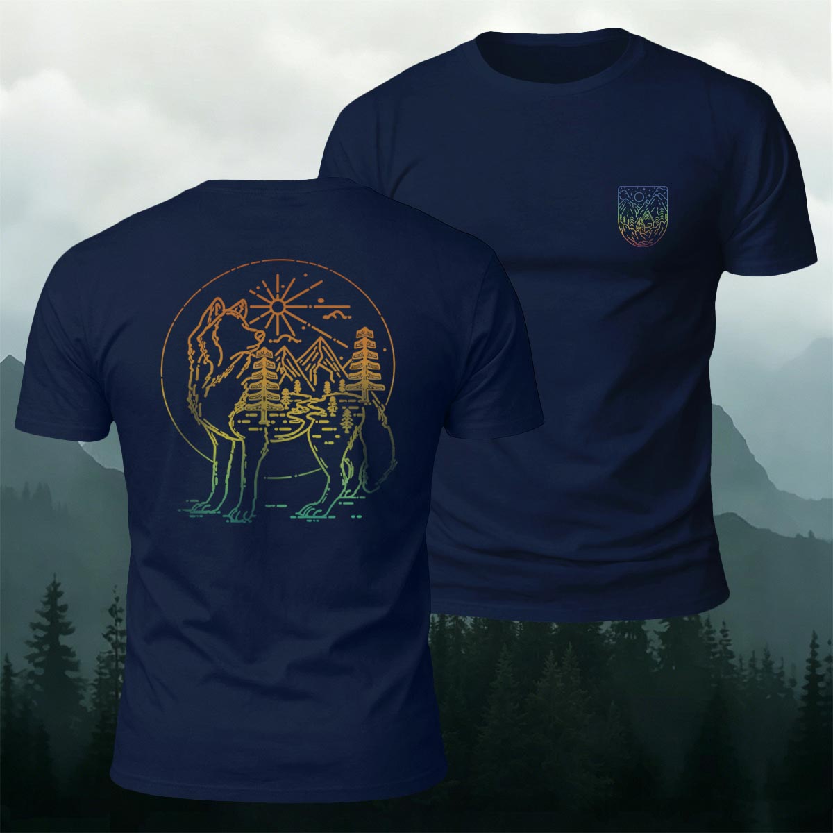 Wolf Forest Nature Art Premium Cotton T-Shirt