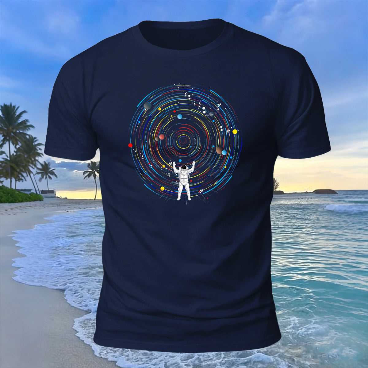 Space Astronaut Print Casual Premium Cotton T-Shirt