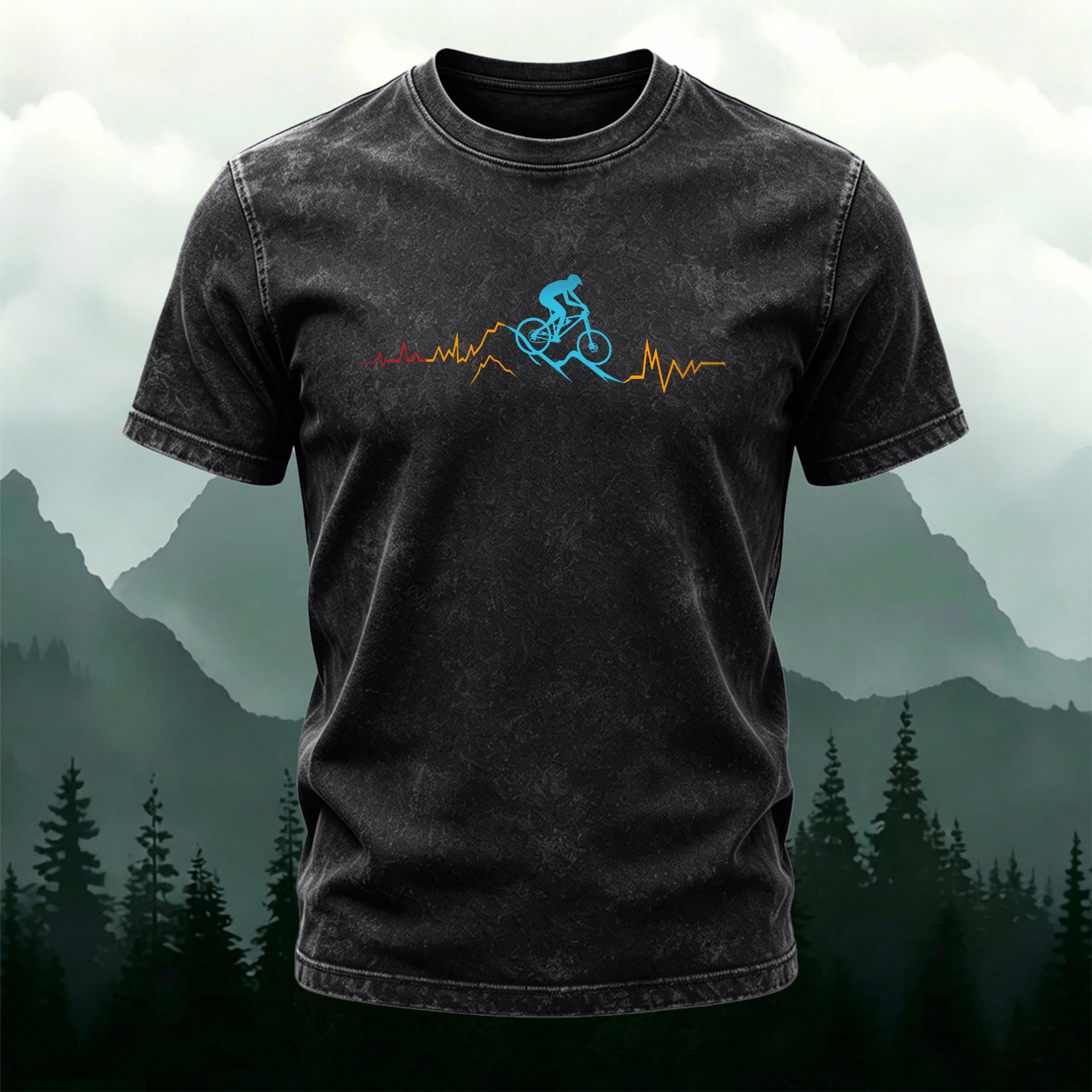 Minimalist Colorway Cyclist Print Washed Cotton T-Shirt