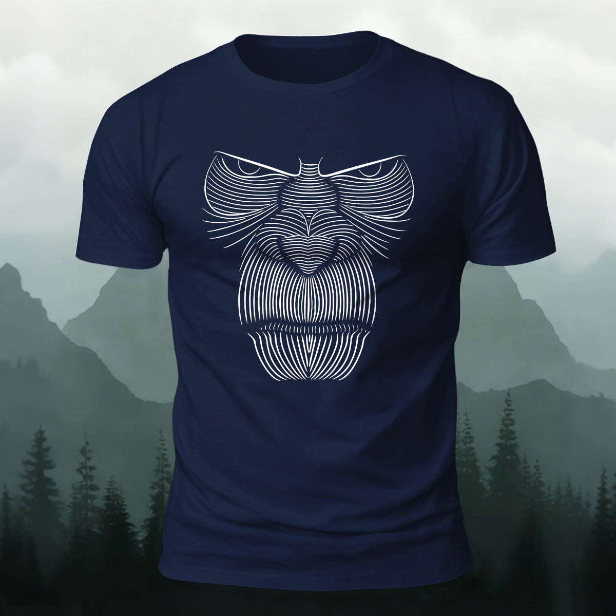 Striped Gorilla Face Printed 100% Cotton Crew Neck T-Shirt