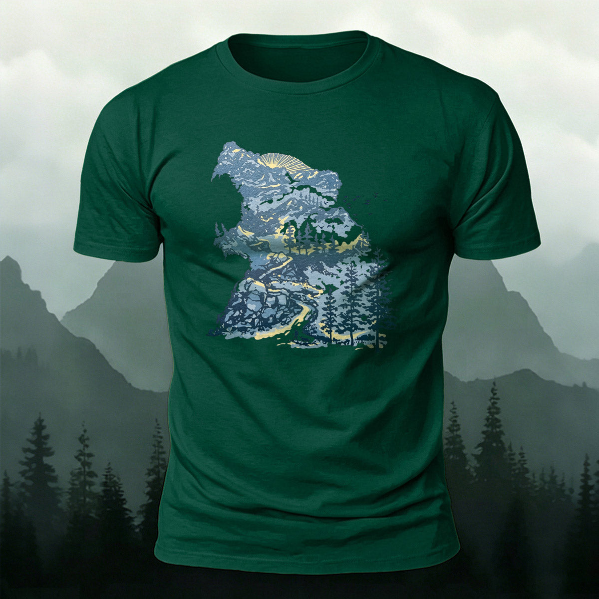 Art Forest Print Casual Soft-Touch Cotton T-Shirt