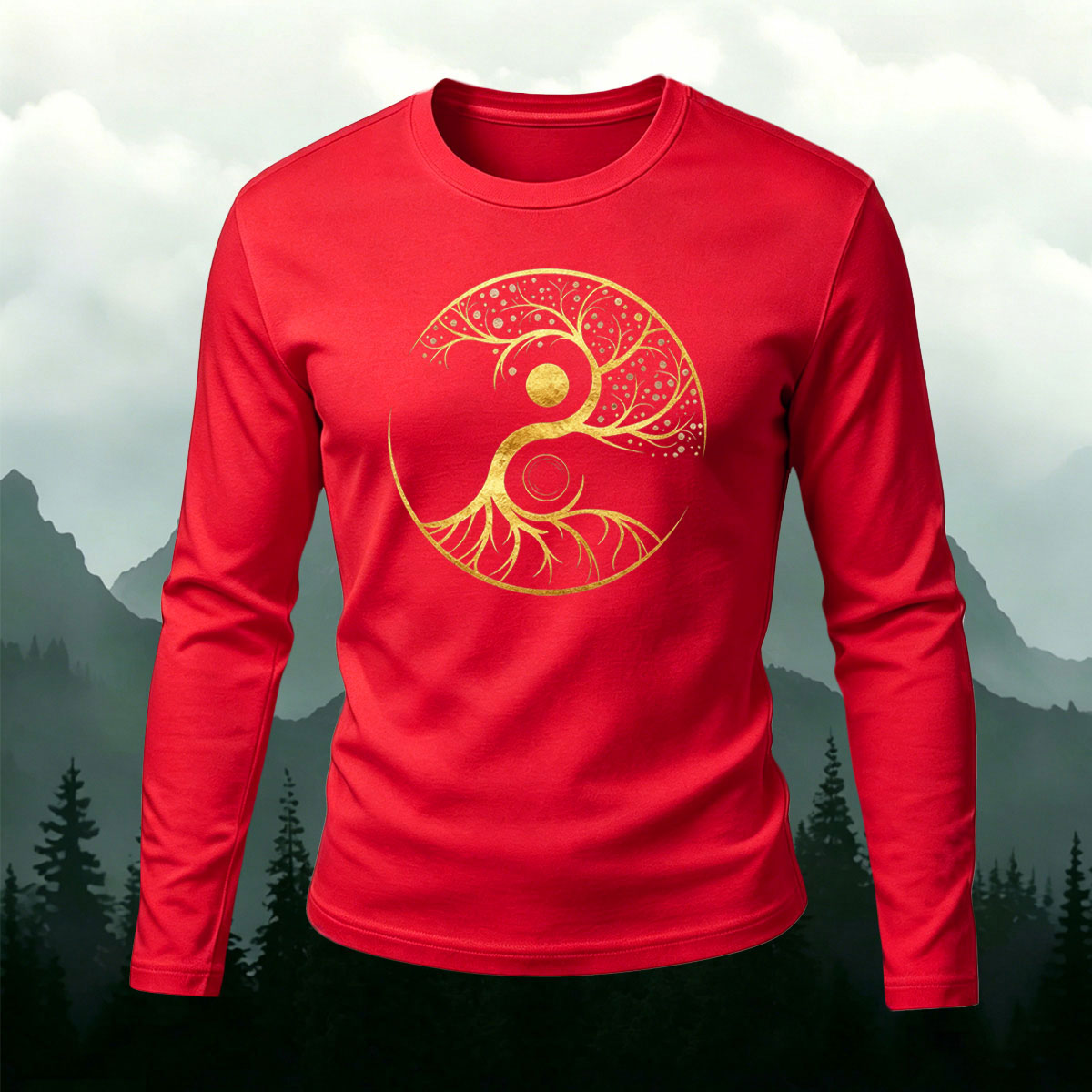 Artistic Tree Casual Long-Sleeve 100% Cotton T-Shirt