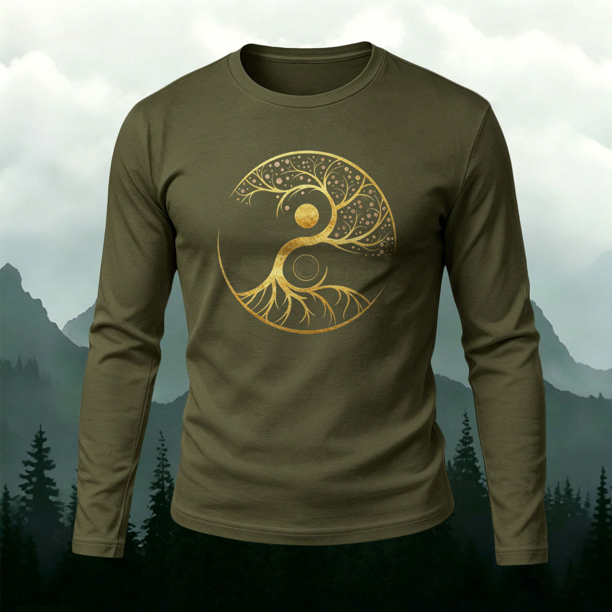 Artistic Tree Casual Long-Sleeve 100% Cotton T-Shirt