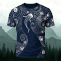 Dreamy Oil Painting Style Whale Print Casual T-Shirt