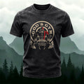 Fitness Print Fashion Washed Cotton Casual T-Shirt  Black 1