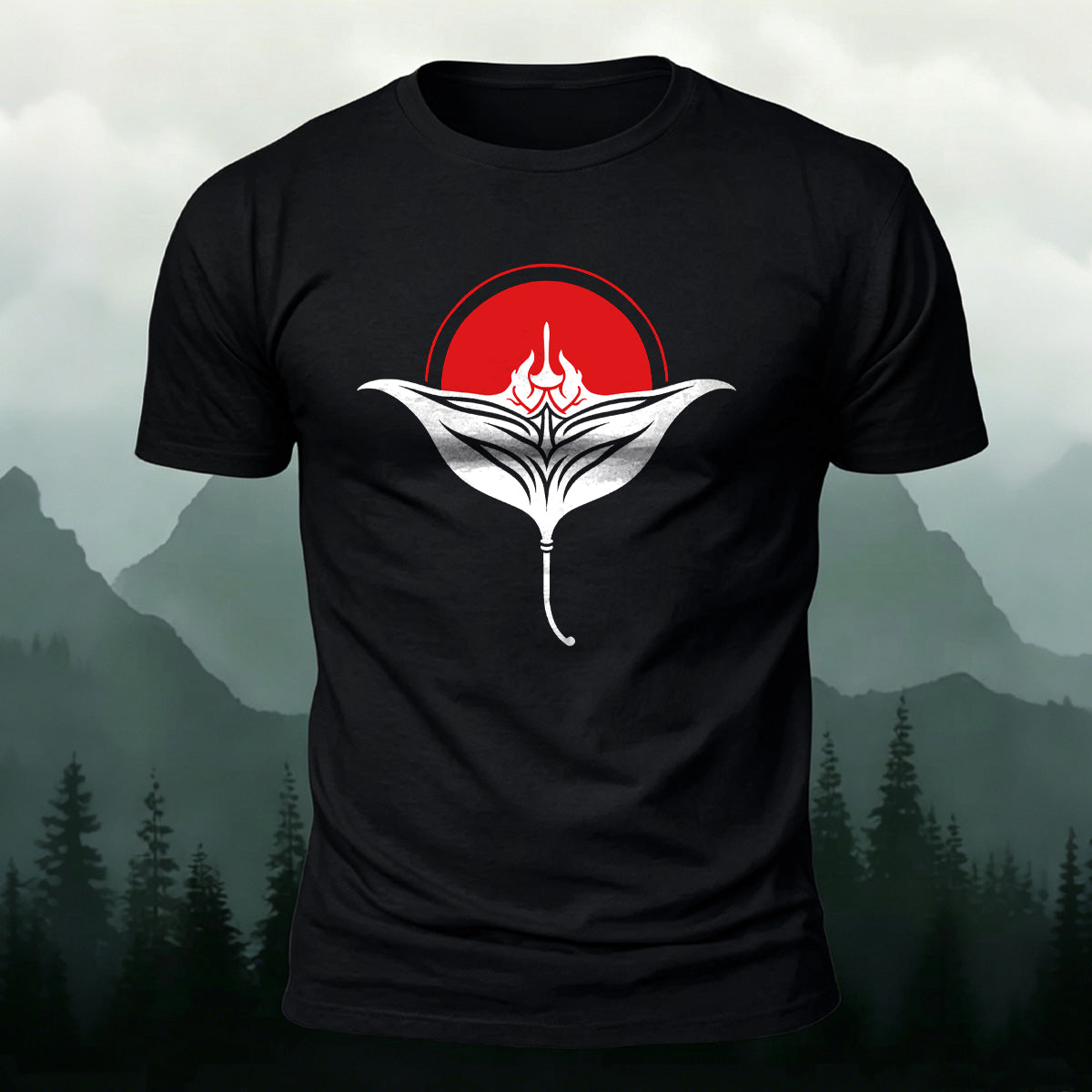 Manta Ray Red Sun Nature Skin-Friendly T-Shirt