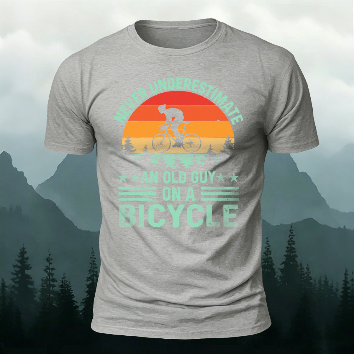 Cycling Spirit Printed Casual Breathable Material T-Shirt Grey