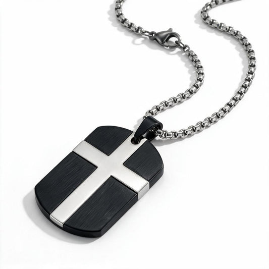 Stainless Steel Cross Dog Tag Necklace
