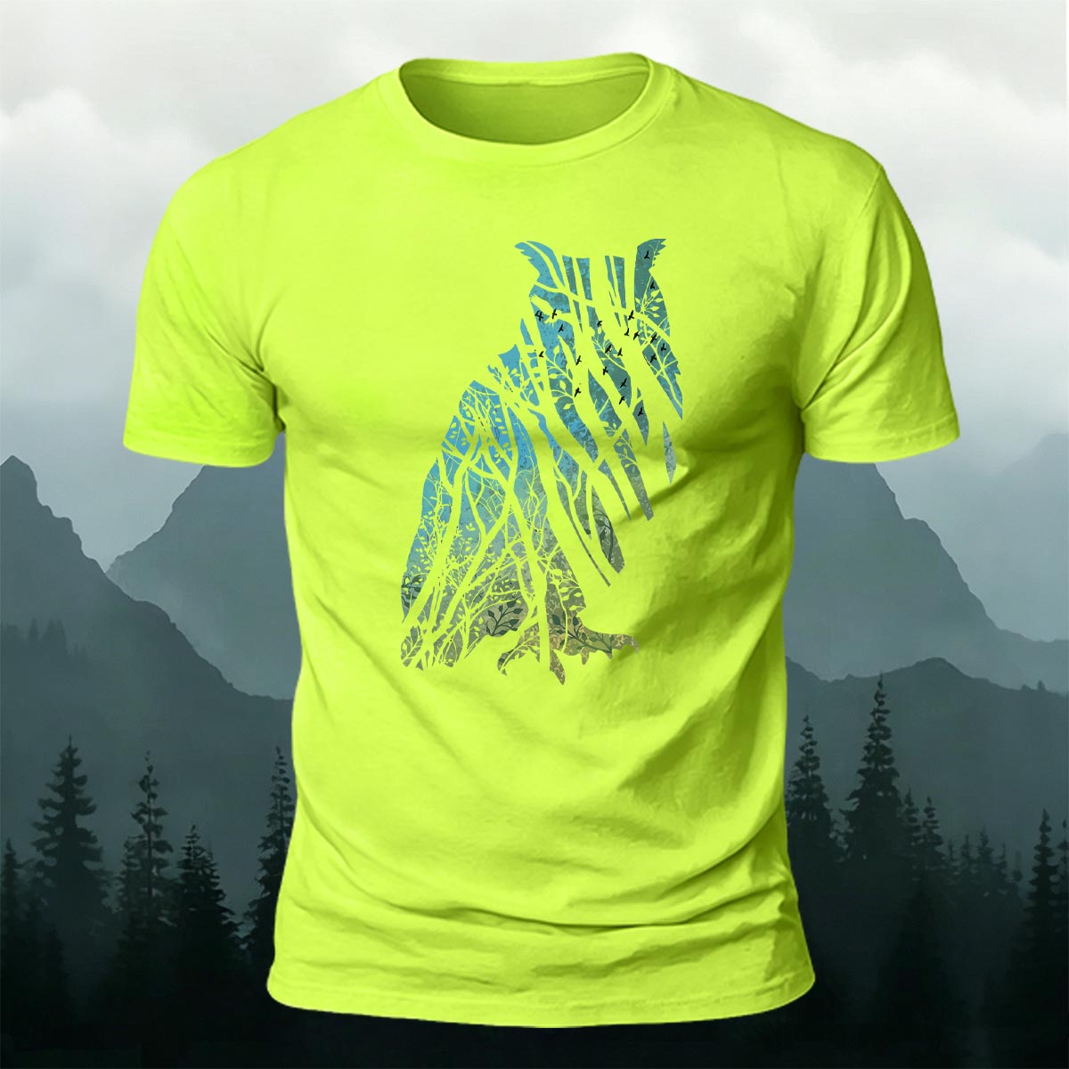 Tech Owl Art Print Casual Cotton T-Shirt NG