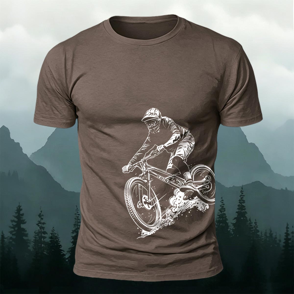 Cycling Silhouette Pattern Outdoor Style Casual T-Shirt