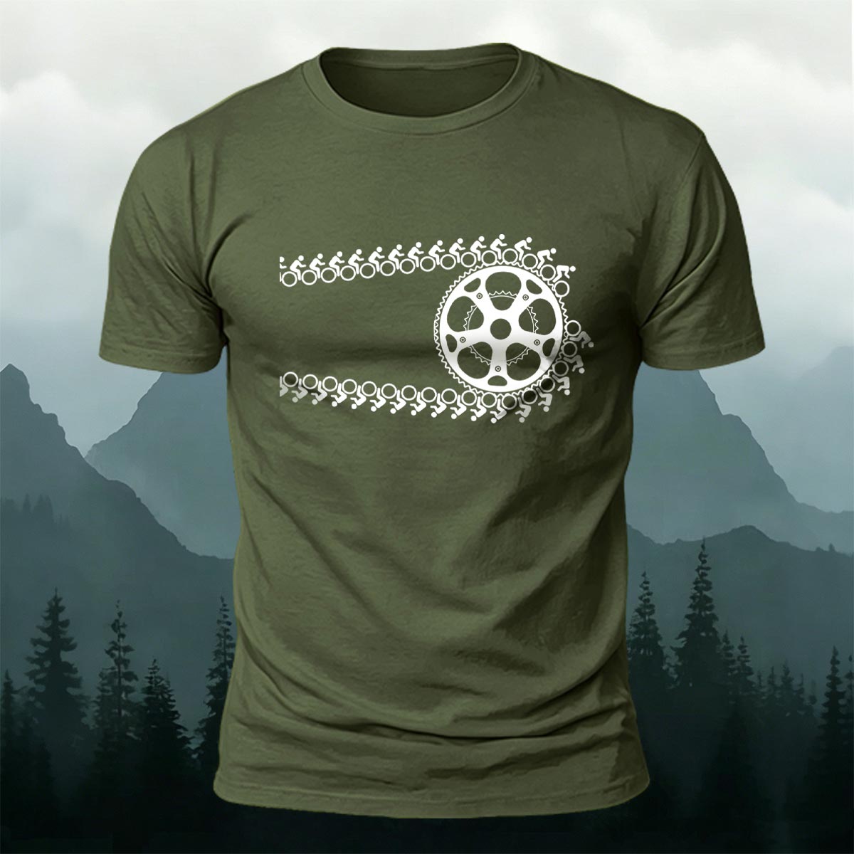 Artistic Cycling Pattern Outdoor Style Skin-Friendly T-Shirt