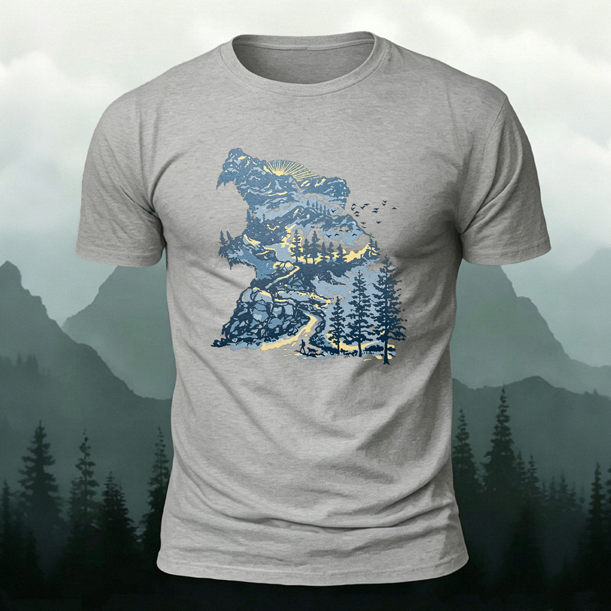 Art Forest Print Casual Soft-Touch Cotton T-Shirt