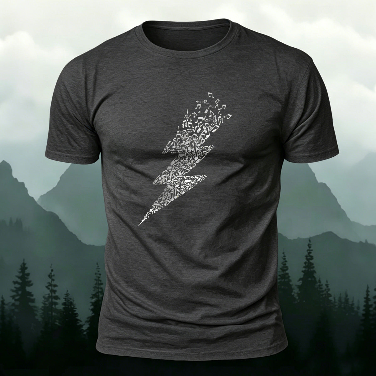 Music Lightning Pattern Fashionable Soft-touch Feel T-shirt