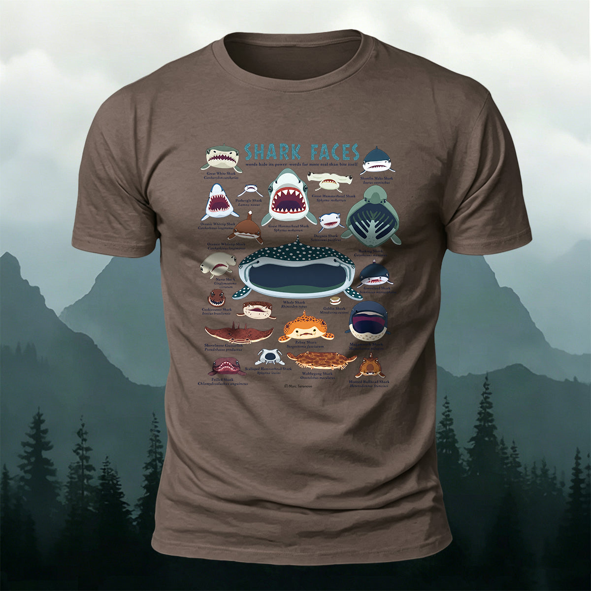 Marine Animal Cartoon Print Outdoor Casual Cotton T-Shirt