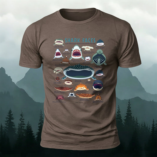 Marine Animal Cartoon Print Outdoor Casual Cotton T-Shirt