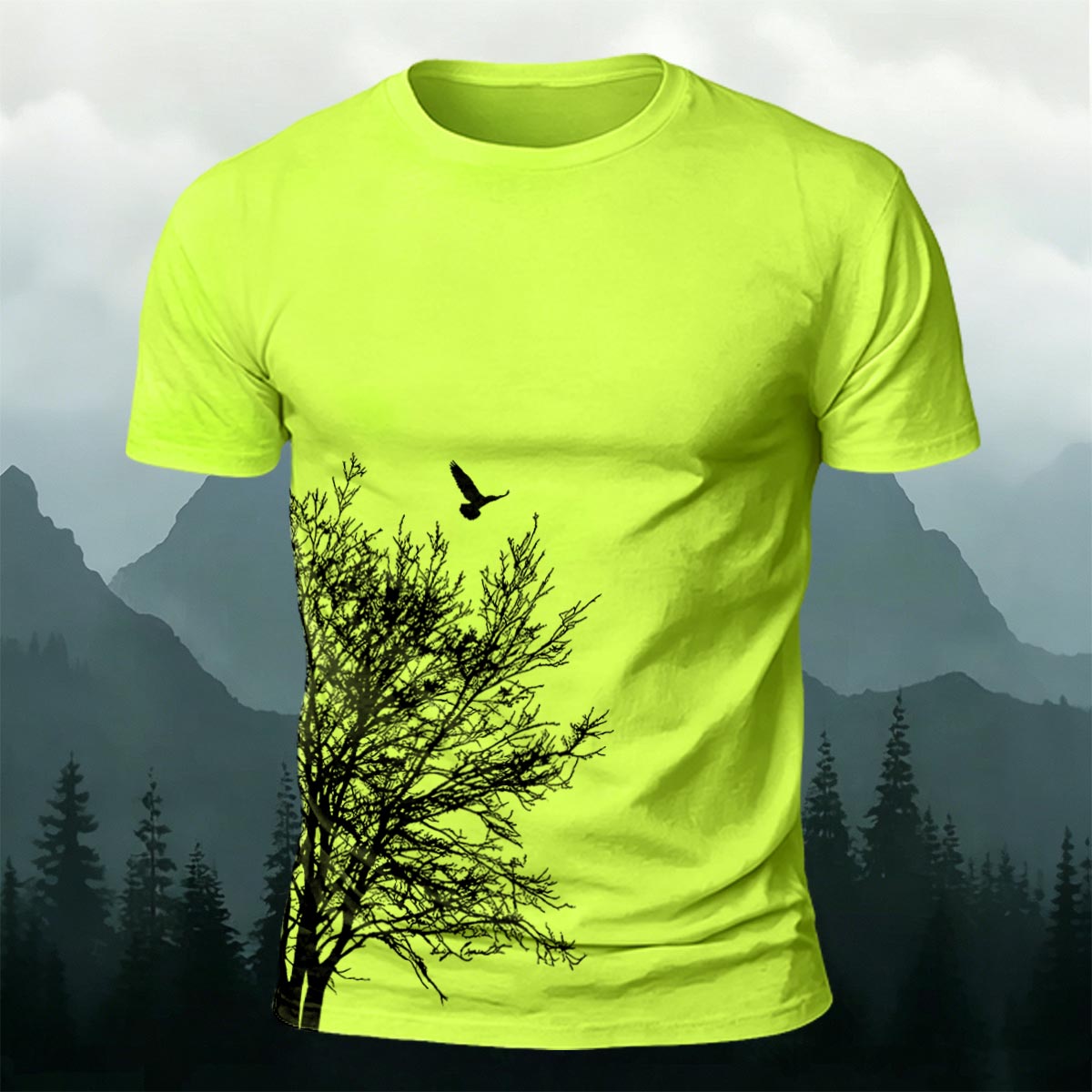 Minimalist  Tree Pattern Natural Style Casual T-Shirt