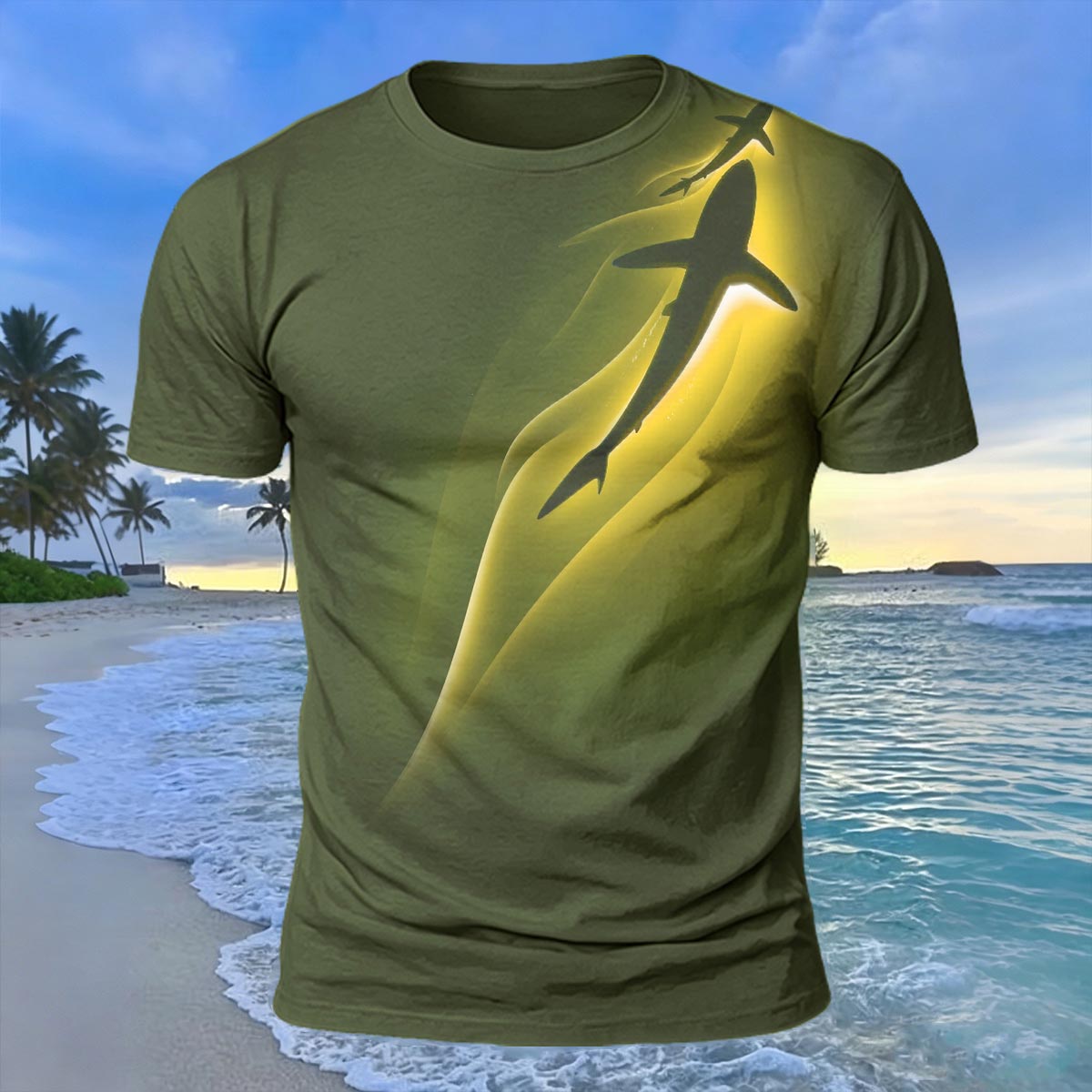 Ocean Spirit Whale Print 100% Cotton Casual T-Shirt