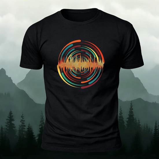 Colorful Pattern Artistic Casual Premium Cotton T-Shirt Black