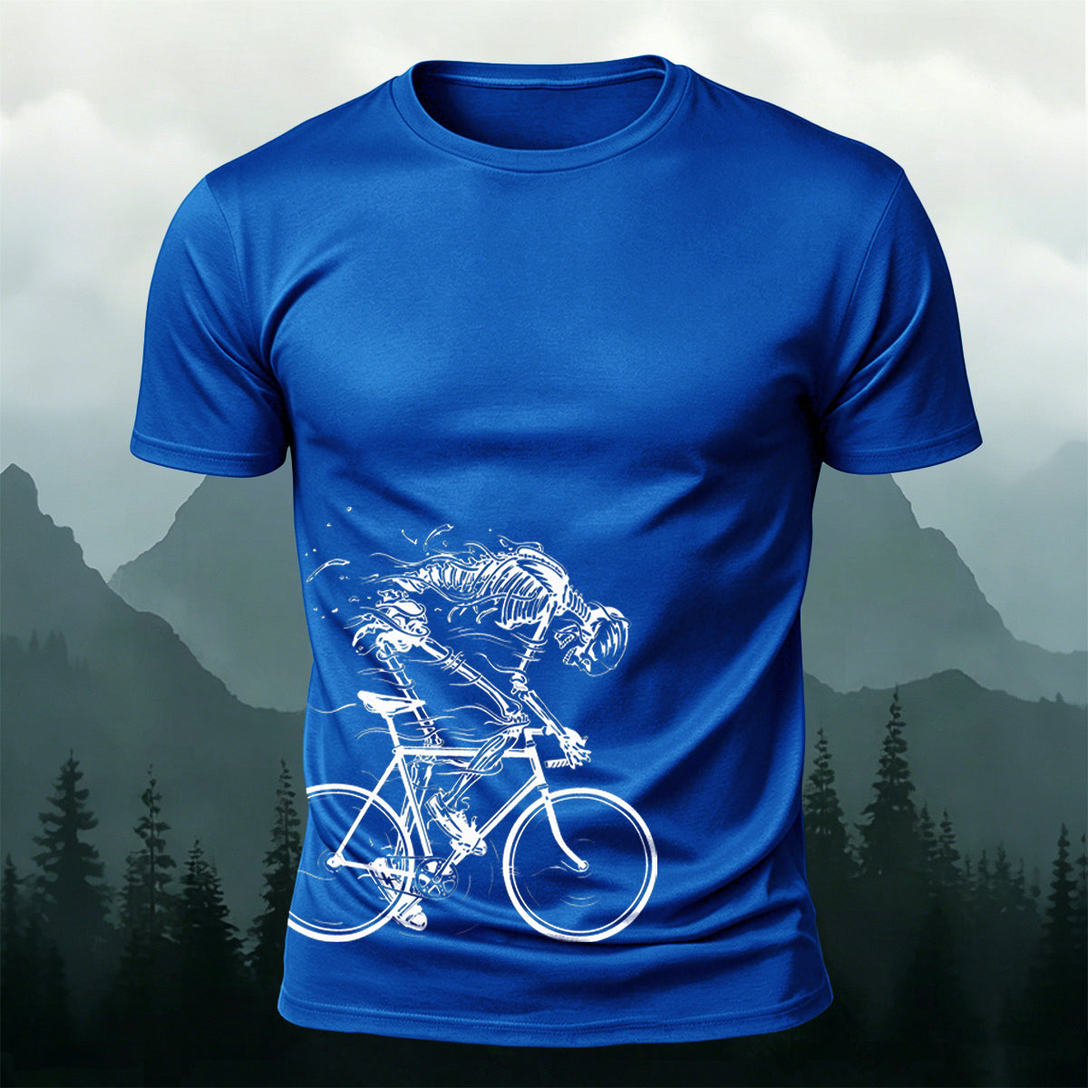 Cycling Skeleton Fun Graphic Casual 100% Cotton Tee