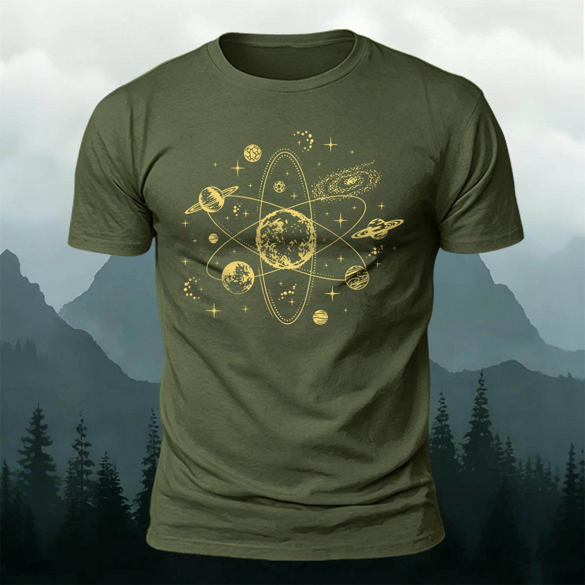 Dreamy Space-Themed Print Casual Cotton T-Shirt