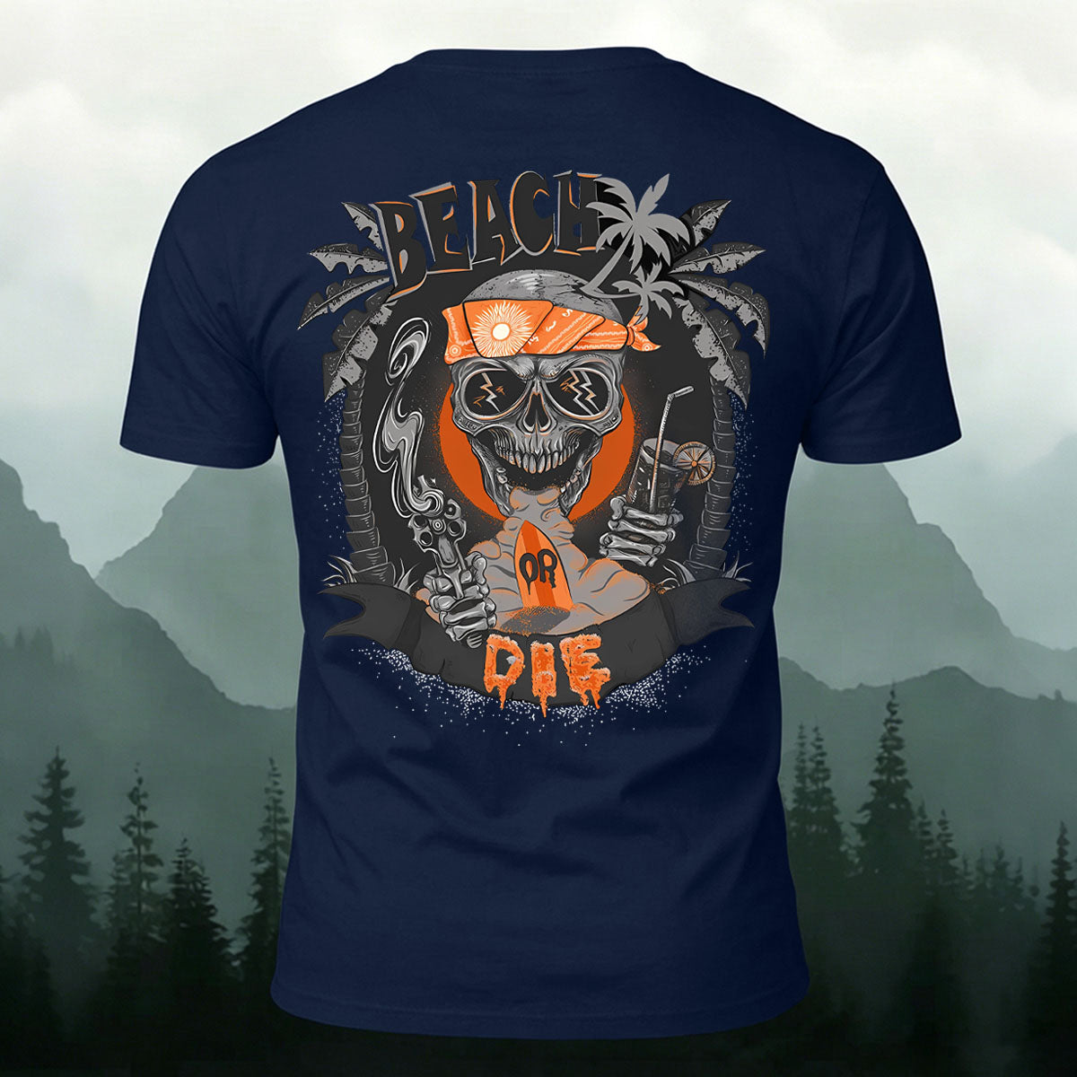 Skull Beach Vacation Fashion 100% Cotton T-Shirt