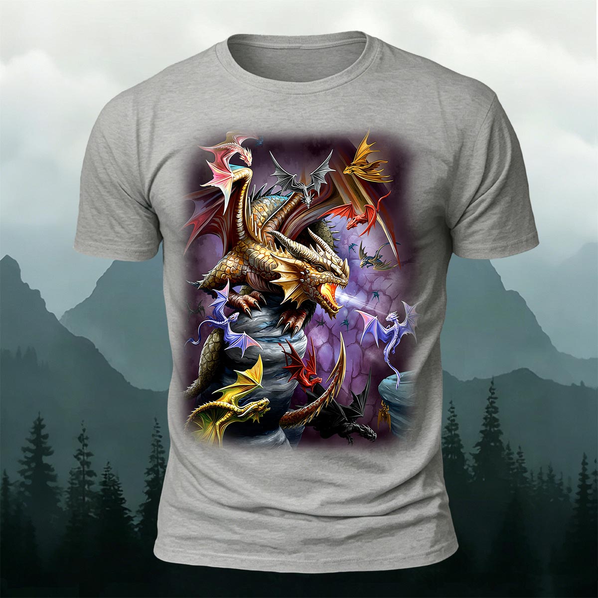 Western Dragon Fantasy Art Breathable Cotton T-Shirt