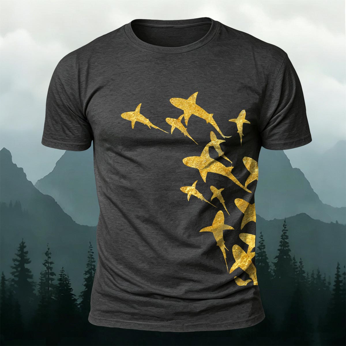 Fish Print Trendy Premium Cotton Casual T-Shirt