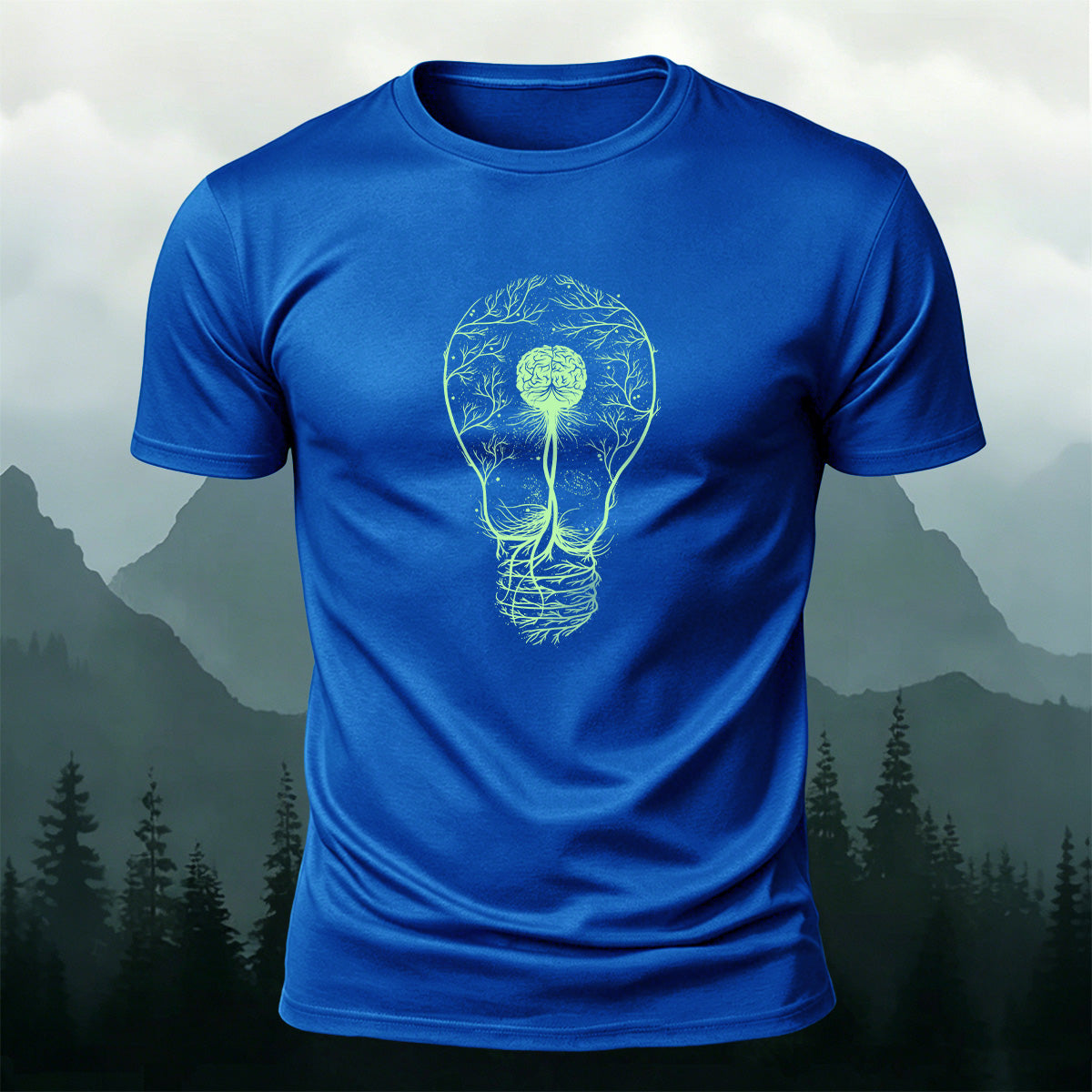 Light Bulb Brain Illustration Design 100% Cotton T-Shirt
