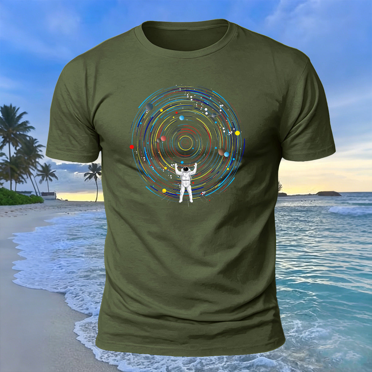 Space Astronaut Print Casual Premium Cotton T-Shirt