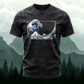 Surging Wave Print Ultra-soft Fabric Casual T-Shirt