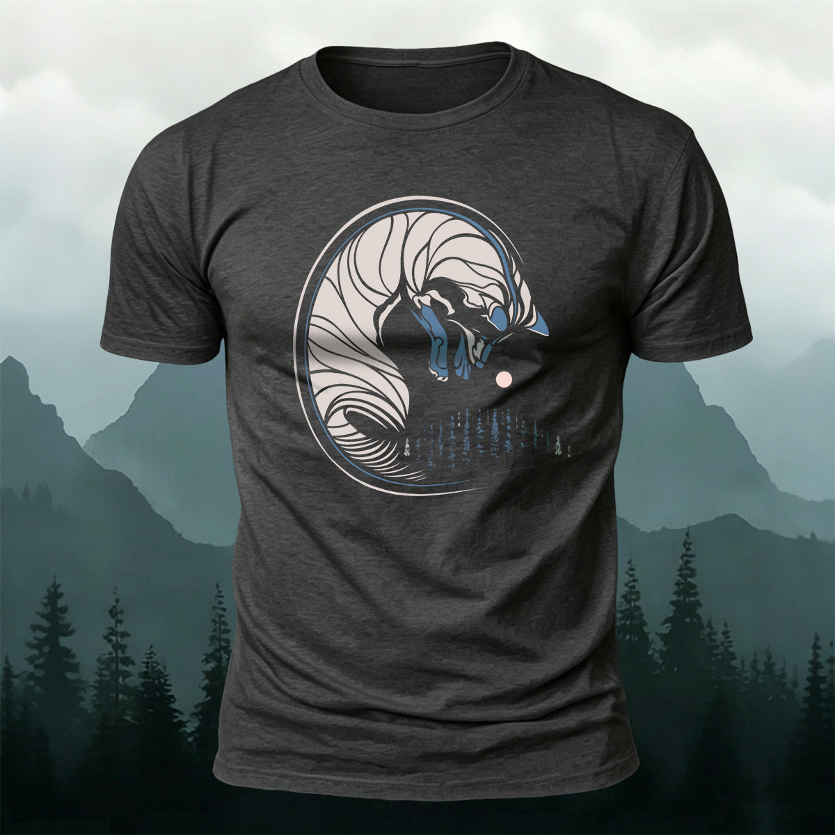 Fox Sketch Print Outdoor Comfort Cotton T-Shirt