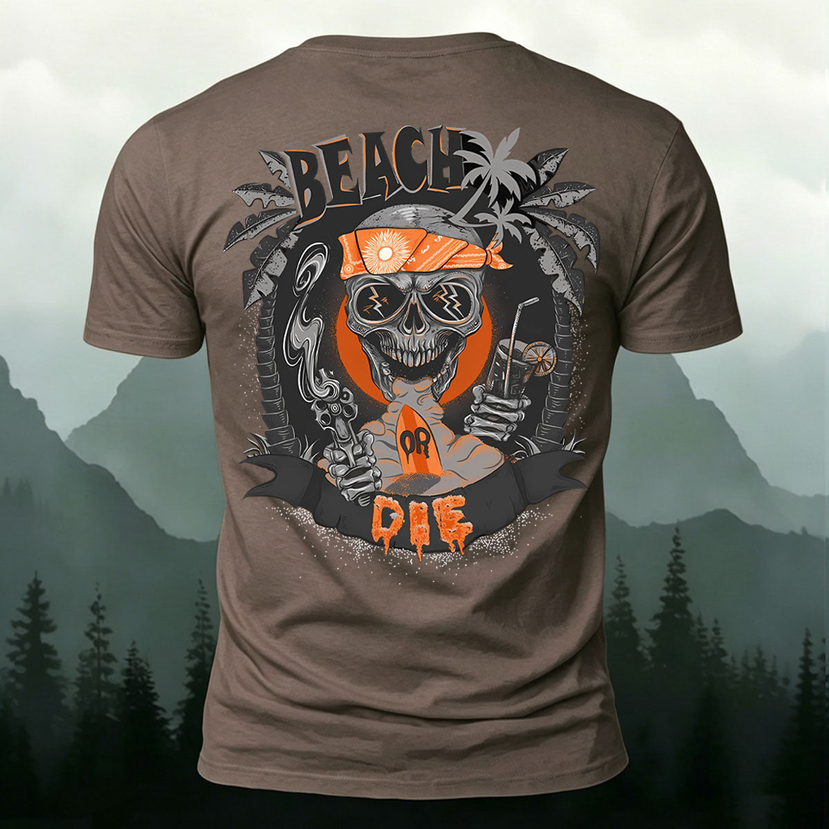 Skull Beach Vacation Fashion 100% Cotton T-Shirt