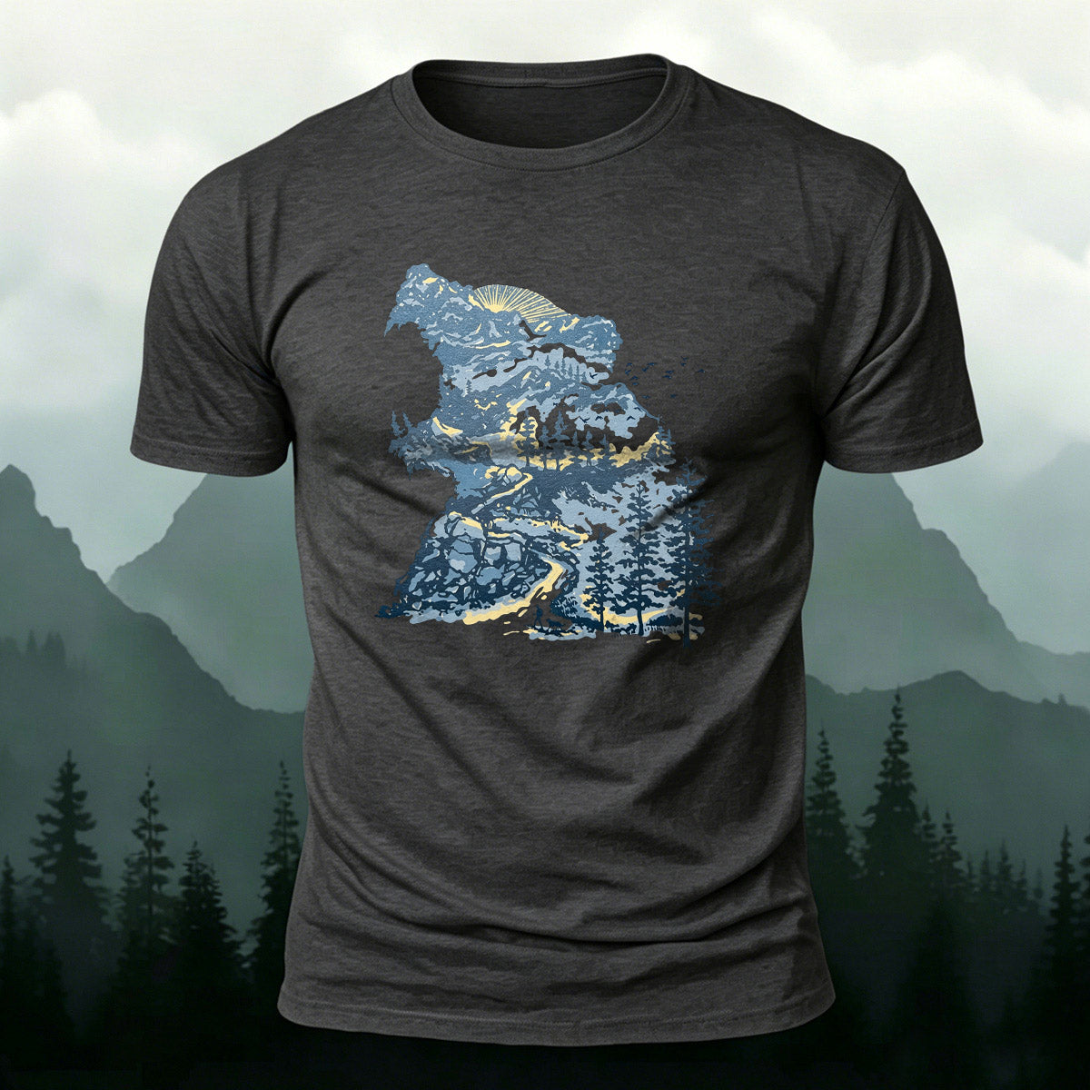 Art Forest Print Casual Soft-Touch Cotton T-Shirt