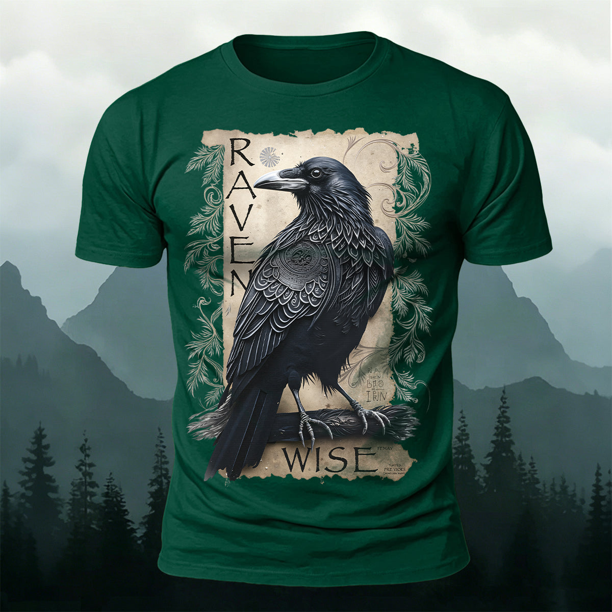 Retro Bird Print Casual Premium Cotton T-Shirt