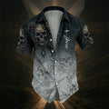 Skull Print in A Dark Style Men's Shirt